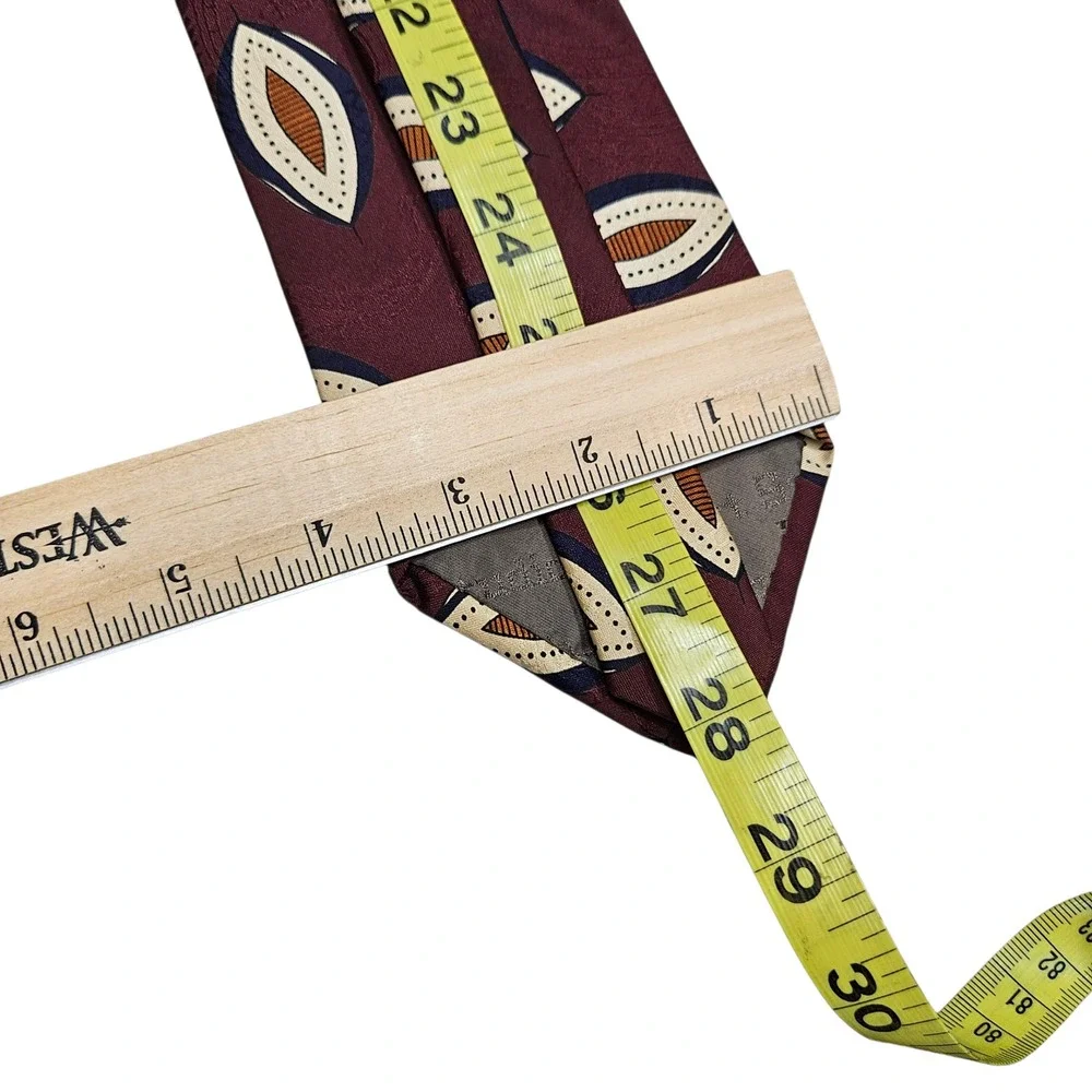 Vintage 90s Robert‎ Talbott Necktie Burgundy Silk Geometric Nordstrom Grandpa